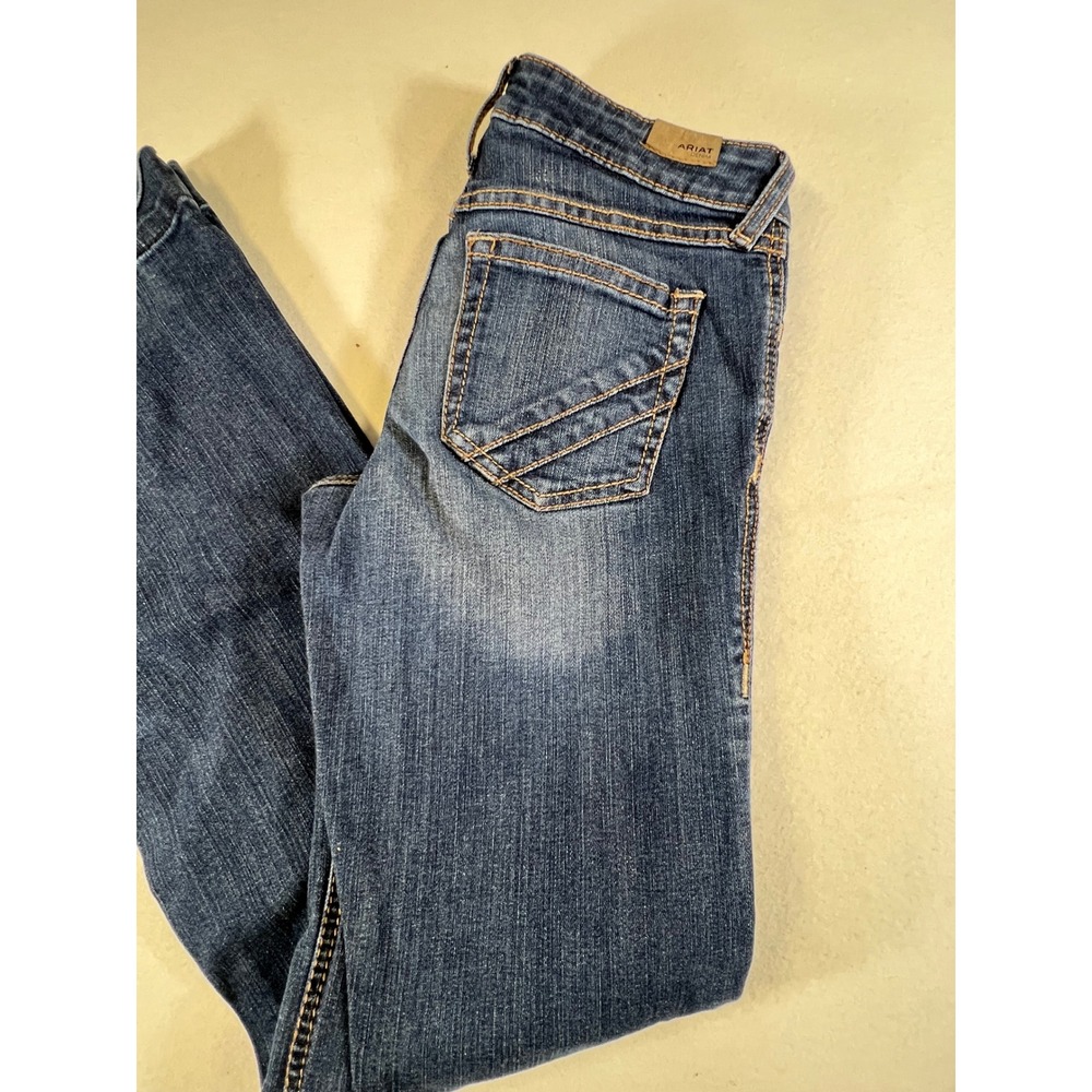 Ariat Womens Dark Wash Trouser Wide Leg Jeans Size 25R Mid Rise Stretch Denim